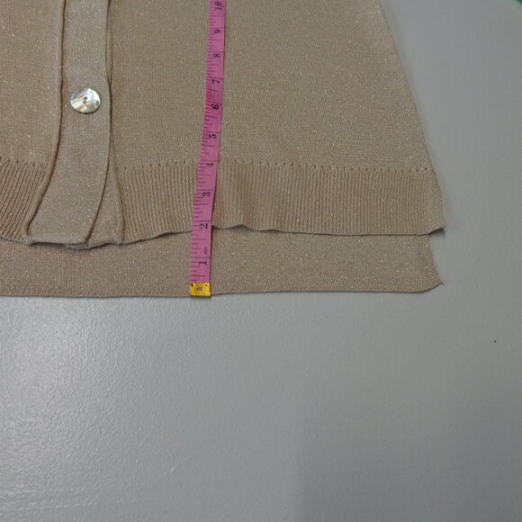 Chico's Size 1 U.S. Size Medium (8) Beige and Gold Button Front Cardigan - Picture 8 of 12